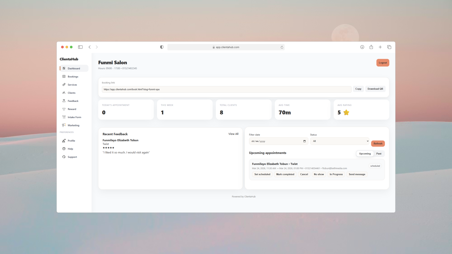 ClientaHub dashboard preview